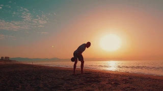 Beach, Sunset, Sun, Silhouette, Sky, Sand