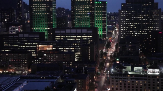 Business District, City, Skyline, Night, Urban, Architecture