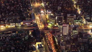 Business District, City, Skyline, Night, Urban, Avenue