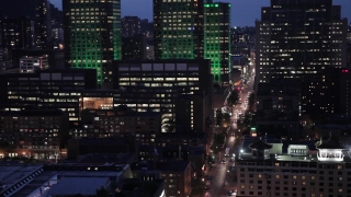 Business District, City, Skyline, Night, Urban, Skyscraper