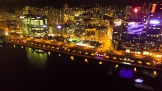 Business District, Night, City, Cityscape, Skyline, Urban