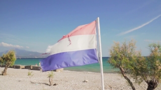 Flag, Emblem, Canvas Tent, Beach, Sky, Wind