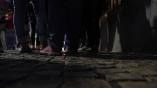 Sidewalk, Light, City, Dark, People, Street