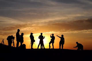Silhouette, Sunset, Sun, People, Sky, Man