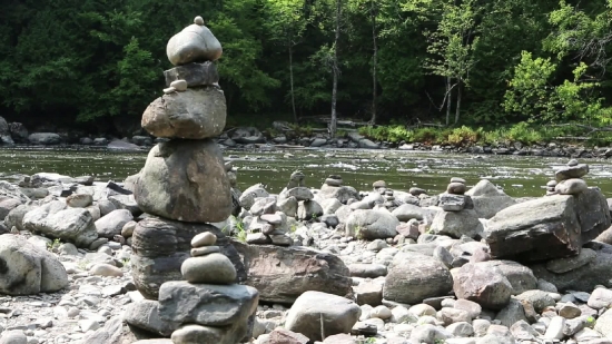 Stone, Tree, Rock, River, Water, Landscape